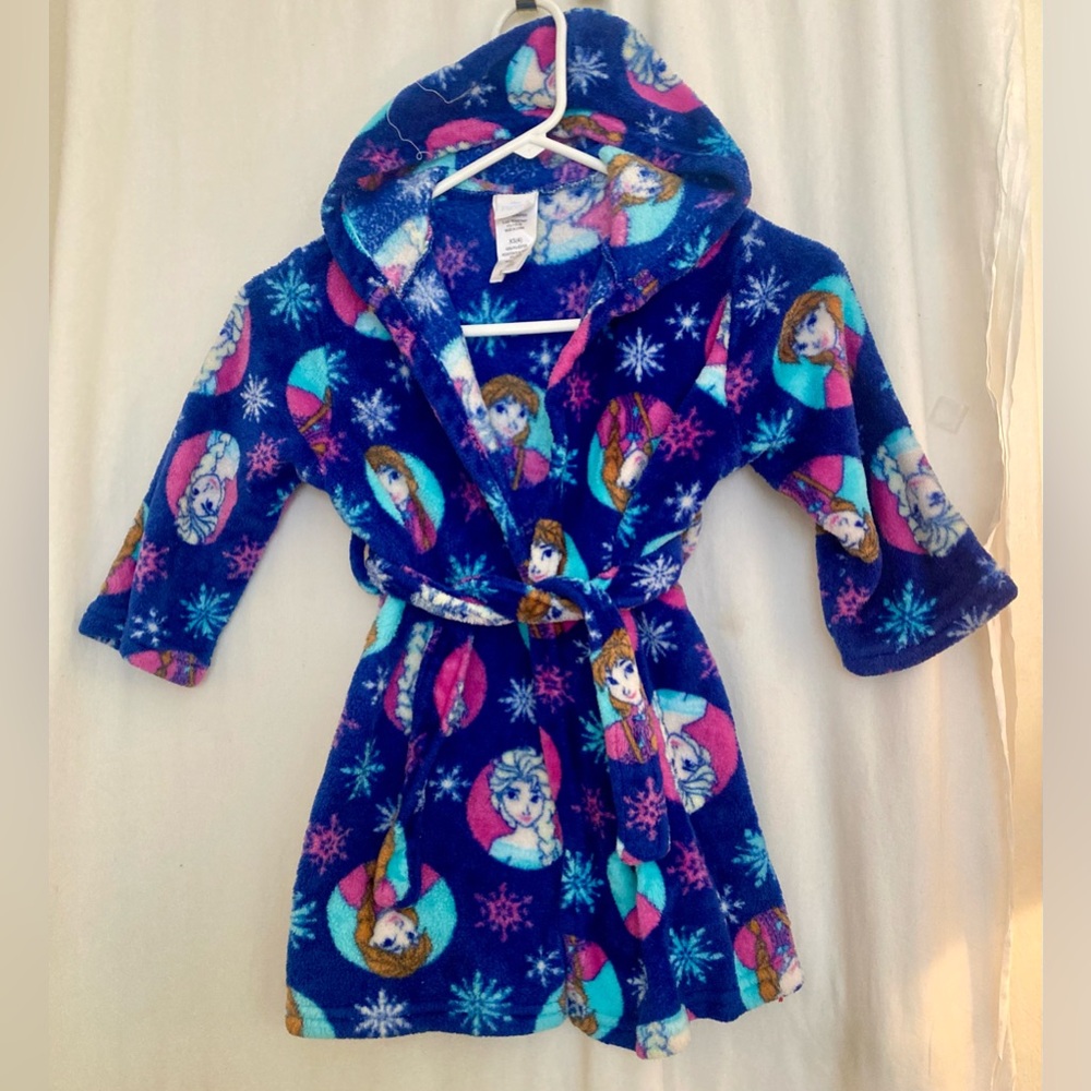 Disney Frozen Princess Bathrobe Elsa Anna Soft Plush Size 4